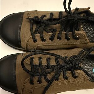 Woobies Casual Women's Olive Canvas Sneakers with Black Cap and Laces